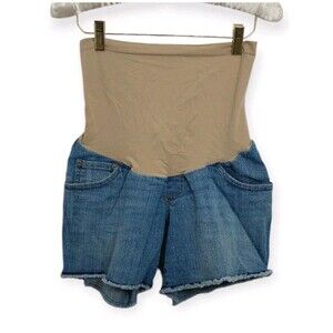 Indigo Blue Women's Size Small Maternity Shorts Cut off Demin Light Wash